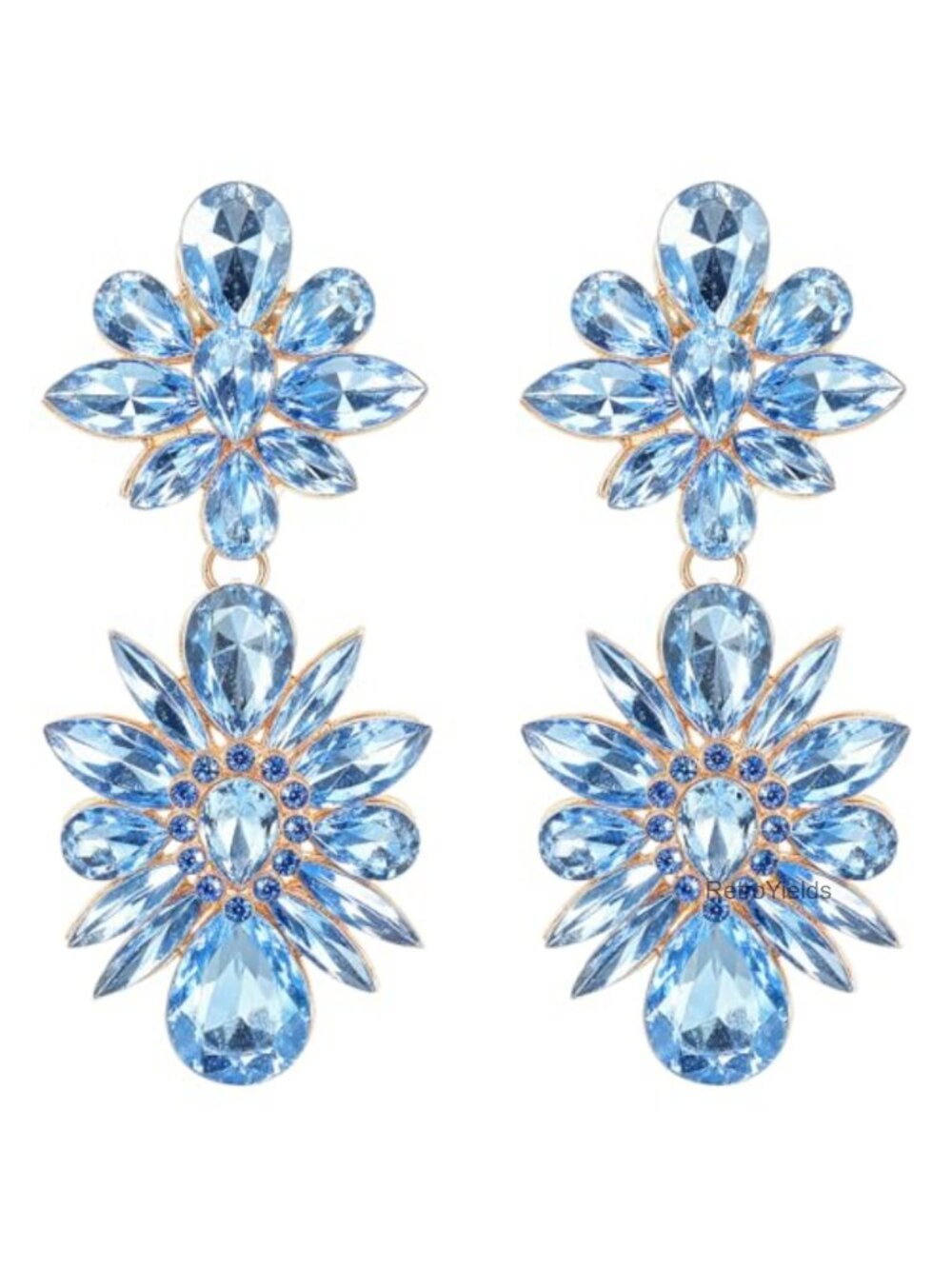 Rhinestone Dangle Earrings for Women, Flower Crystal Drop, 3.15 Inches, Wedding